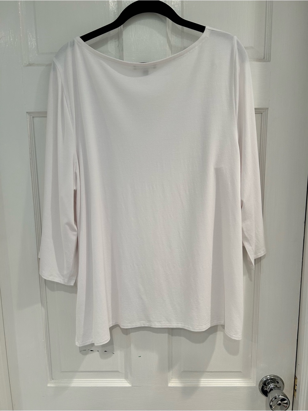 Eileen Fisher white split flare sleeve ballet neck knit top L - Picture 3 of 5